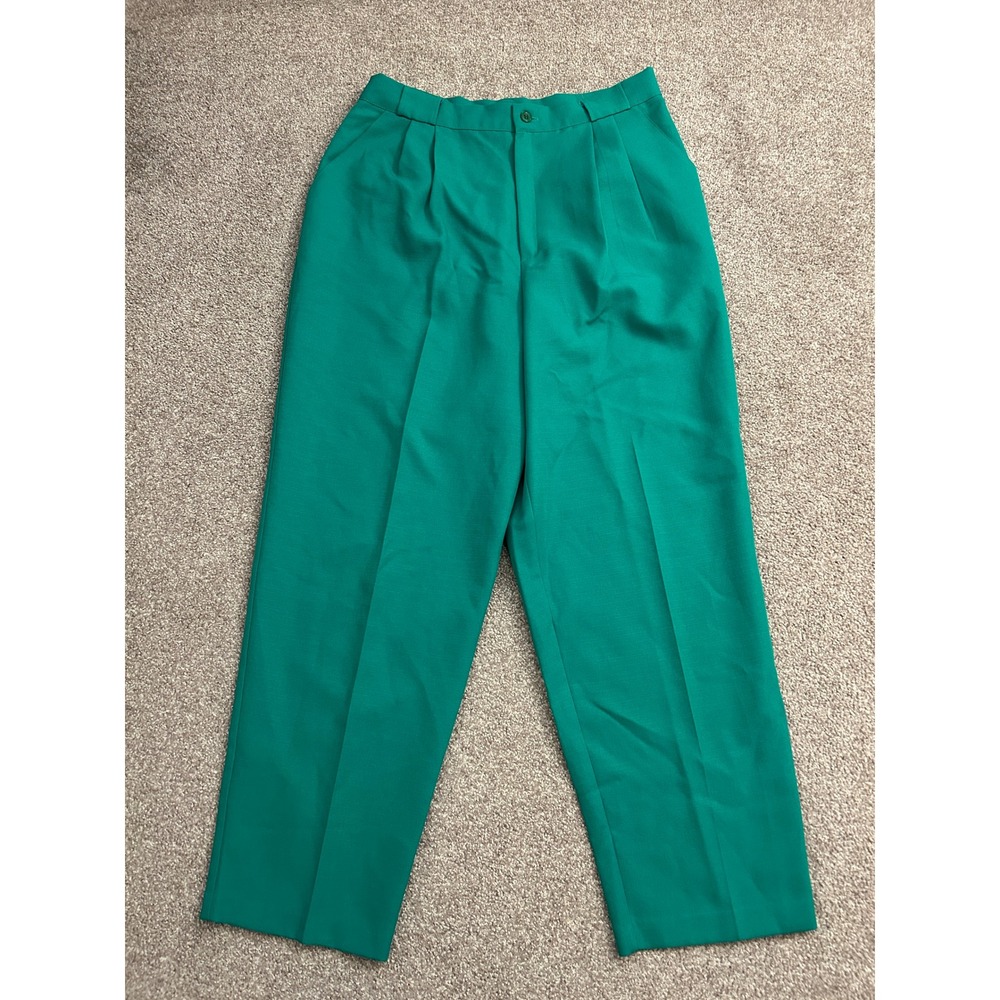 90s Fundamental Things Trousers Womens 14P Green Pleated High Waist VTG Trousers